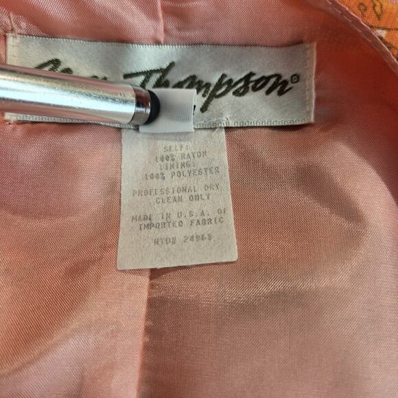 VTG Norm Thompson Maxi Dress Sz L Pink Peach Floral Chiffon Lined Short Sleeve - Picture 11 of 16